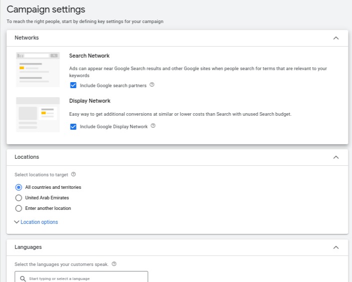 campaign setting in google ads for real estate