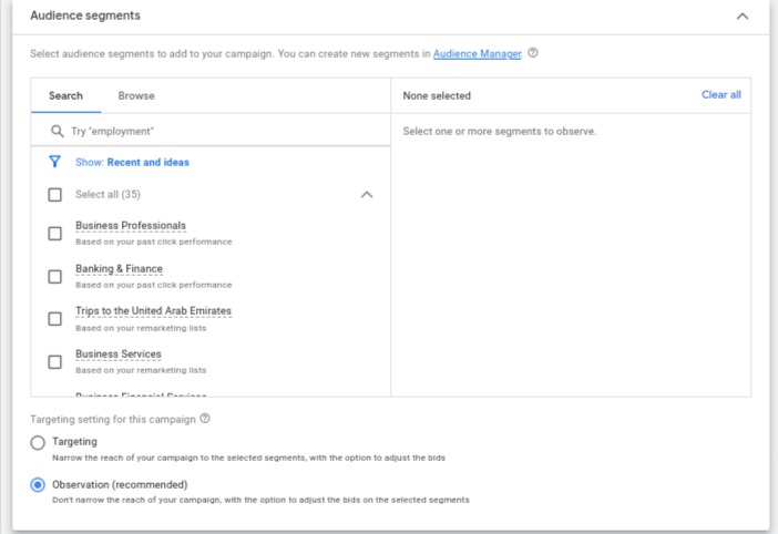 audience segment in google ads for real estate