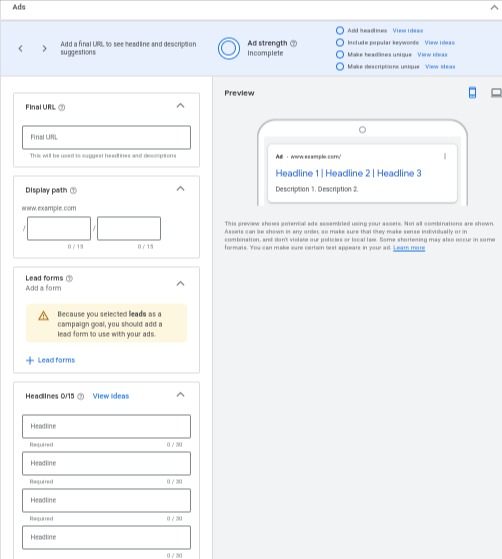 ad copy in google ads for real estate